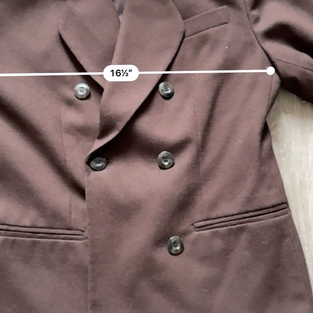 Vintage Women’s 100% Wool Chocolate Brown Double Breasted Blazer - Picture 5 of 10